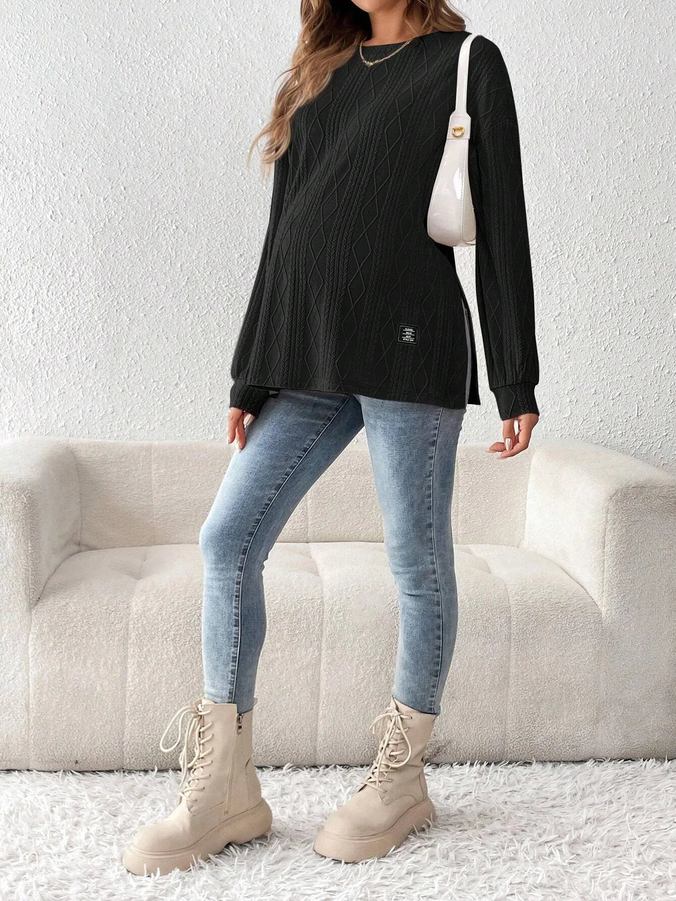 Everyday Comfort Maternity Textured Pullover