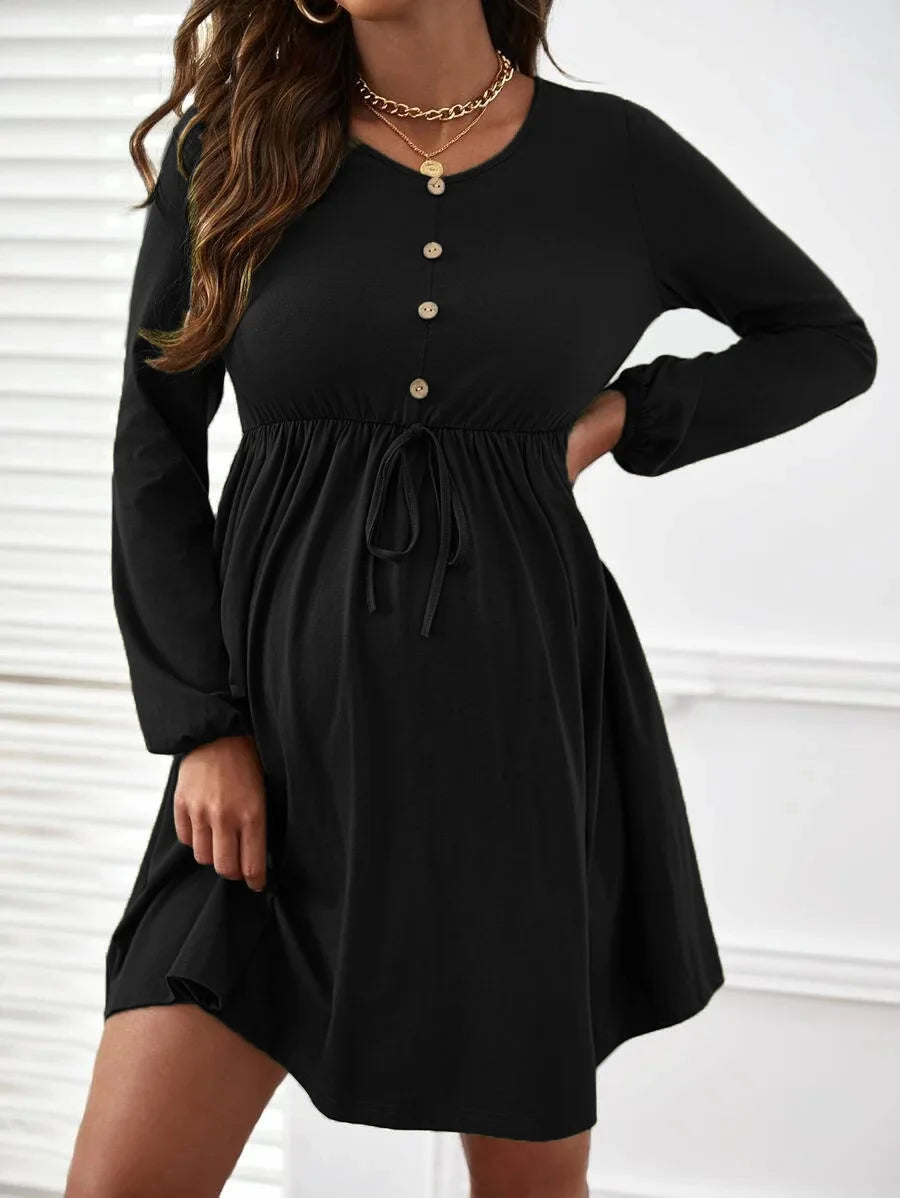 Maternity Button-Front A-Line Dress