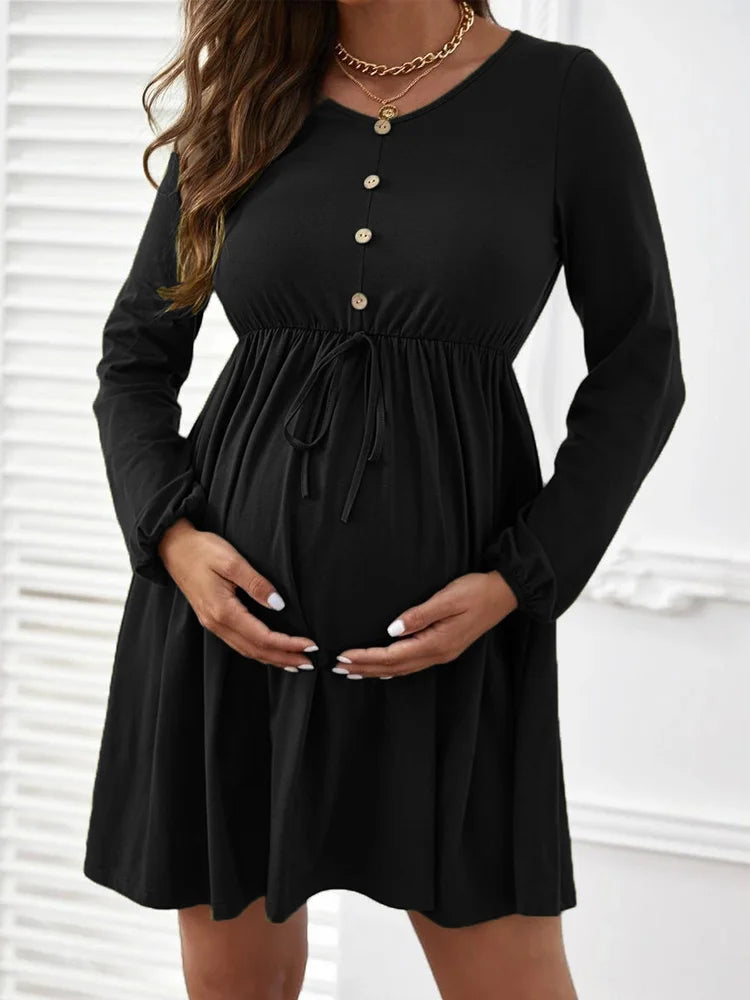Maternity Button-Front A-Line Dress