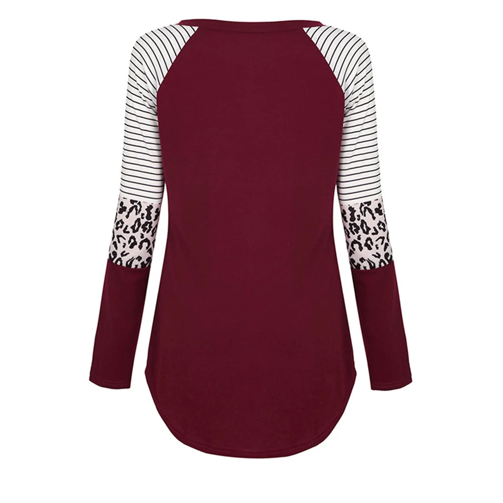 Long Sleeve Maternity & Nursing Patchwork Top