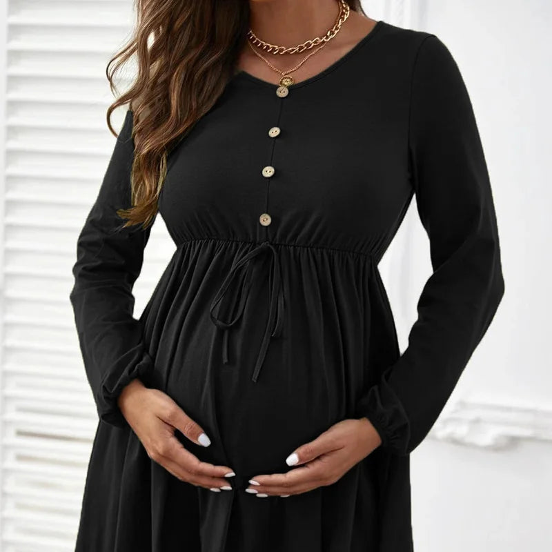 Maternity Button-Front A-Line Dress