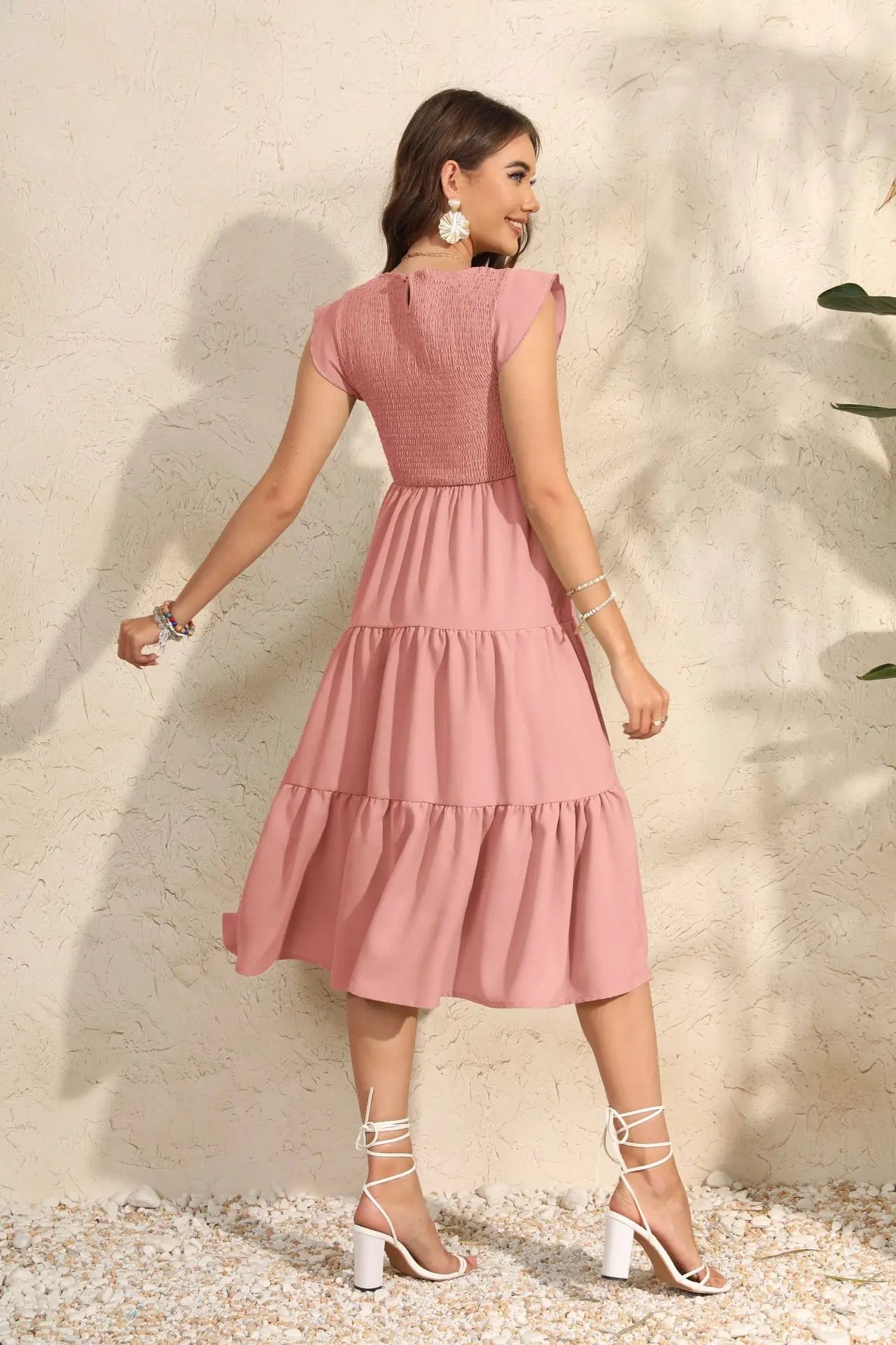 Smocked Chiffon Maternity Dress