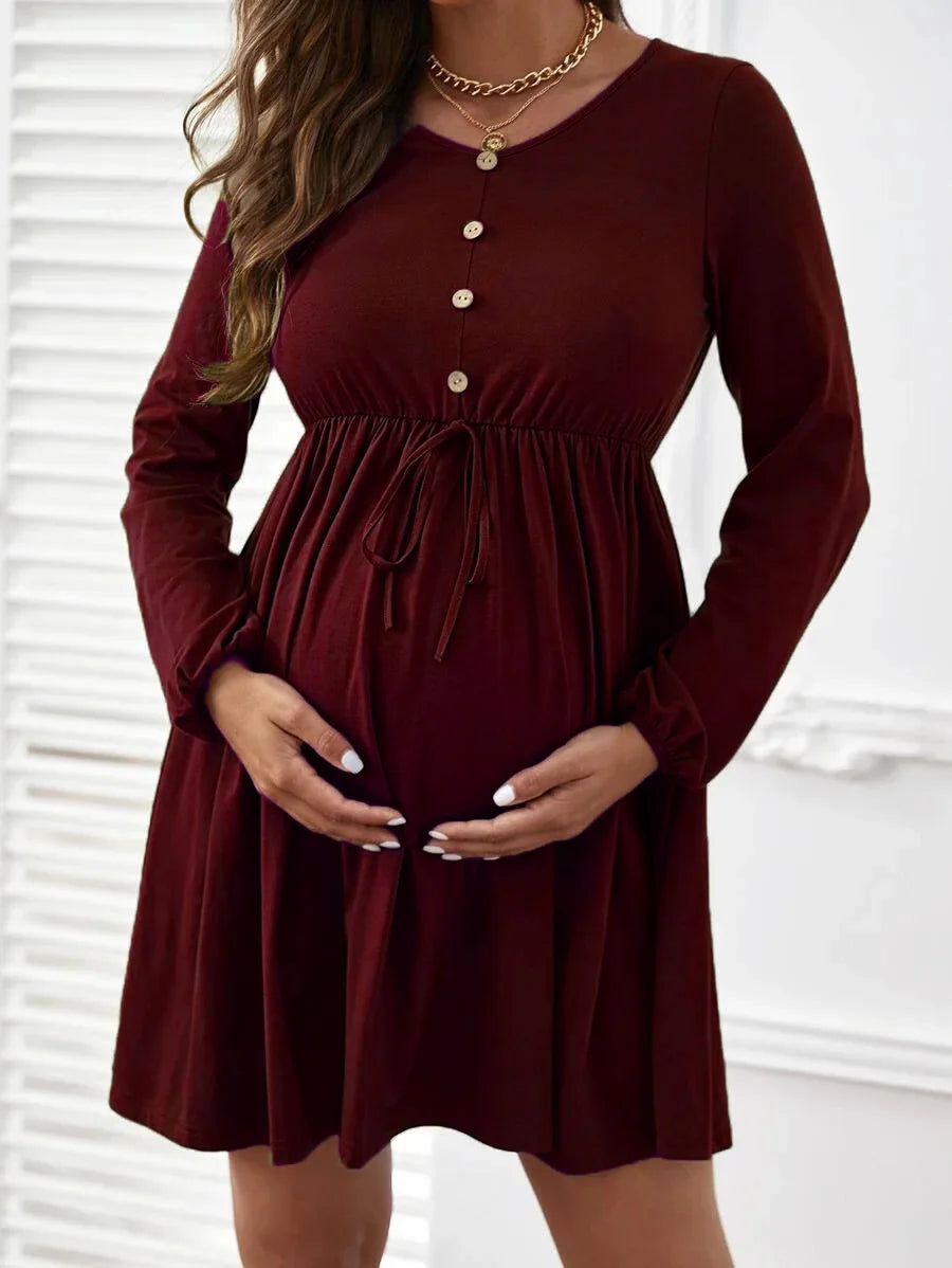 Maternity Button-Front A-Line Dress