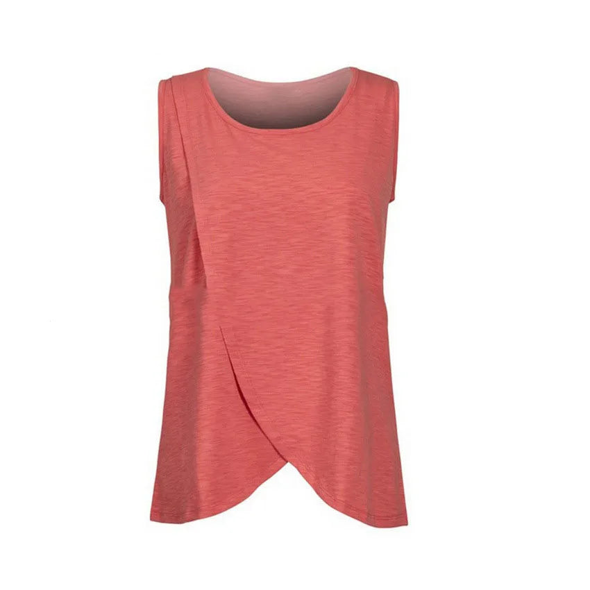 Sleeveless Maternity Nursing Top – Soft Cotton Blend for Breastfeeding