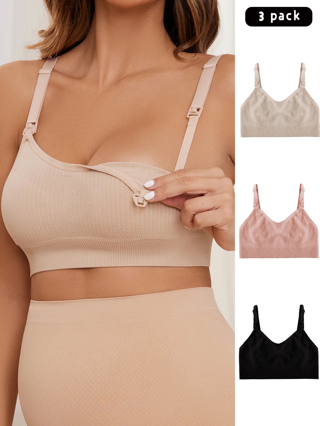 Seamless Nursing Bra – Wireless Breastfeeding Comfort (3-Pack)