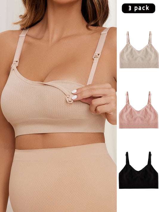 Seamless Nursing Bra – Wireless Breastfeeding Comfort (3-Pack)