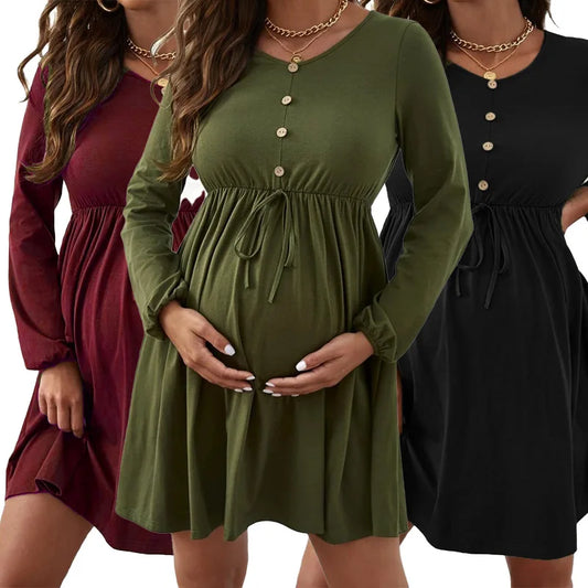 Maternity Button-Front A-Line Dress