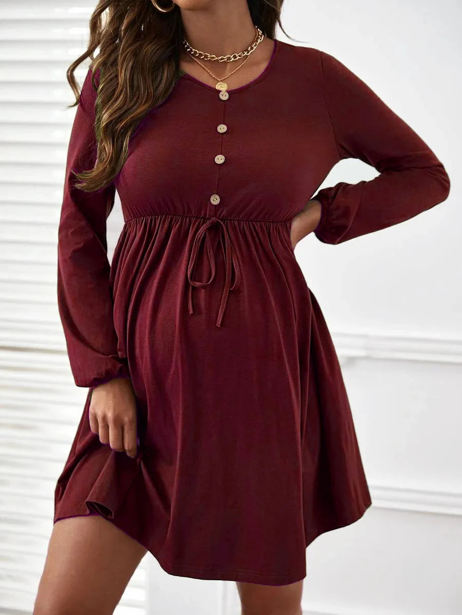 Maternity Button-Front A-Line Dress